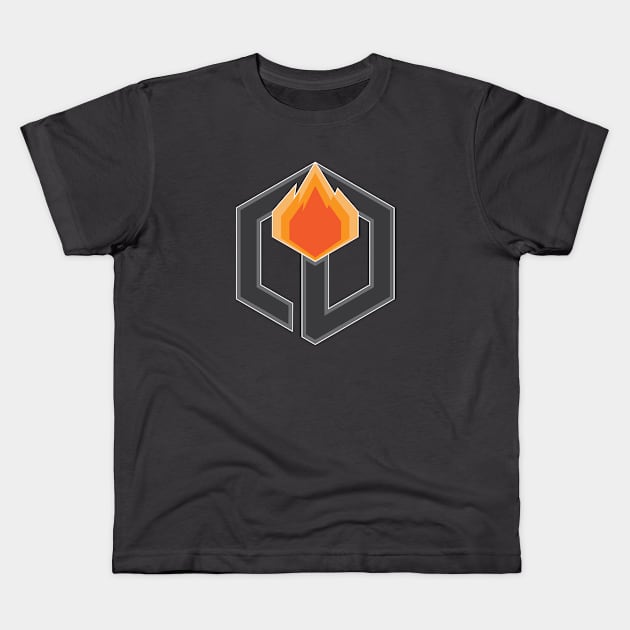 Flame Cube Kids T-Shirt by WaffleGhost Designs